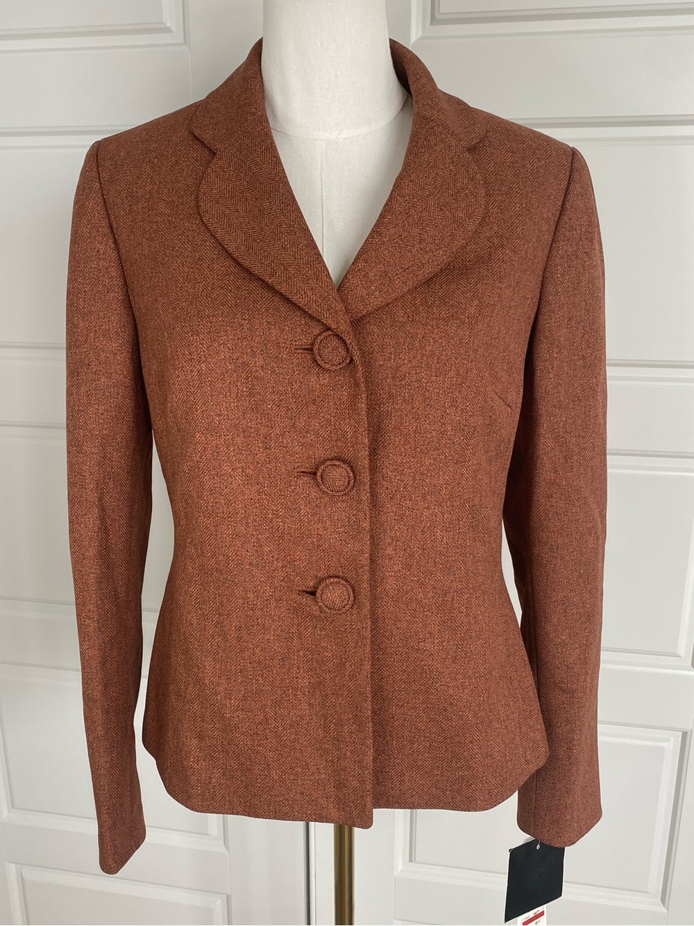 Le Suit NWT Wild Spirit Rust Herringbone Tailored Blazer Jacket Size 8